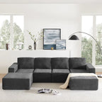 U-Shaped Modular Sofa - 6-Seat, Chenille Upholstery, Foam & Spring Cushions, 110"L, No Assembly, 330 lbs/Seat