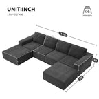 U-Shaped Modular Sofa - 6-Seat, Chenille Upholstery, Foam & Spring Cushions, 110"L, No Assembly, 330 lbs/Seat