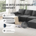 U-Shaped Modular Sofa - 6-Seat, Chenille Upholstery, Foam & Spring Cushions, 110"L, No Assembly, 330 lbs/Seat
