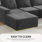 U-Shaped Modular Sofa - 6-Seat, Chenille Upholstery, Foam & Spring Cushions, 110"L, No Assembly, 330 lbs/Seat