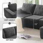U-Shaped Modular Sofa - 6-Seat, Chenille Upholstery, Foam & Spring Cushions, 110"L, No Assembly, 330 lbs/Seat