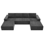 U-Shaped Modular Sofa - 6-Seat, Chenille Upholstery, Foam & Spring Cushions, 110"L, No Assembly, 330 lbs/Seat