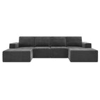 U-Shaped Modular Sofa - 6-Seat, Chenille Upholstery, Foam & Spring Cushions, 110"L, No Assembly, 330 lbs/Seat