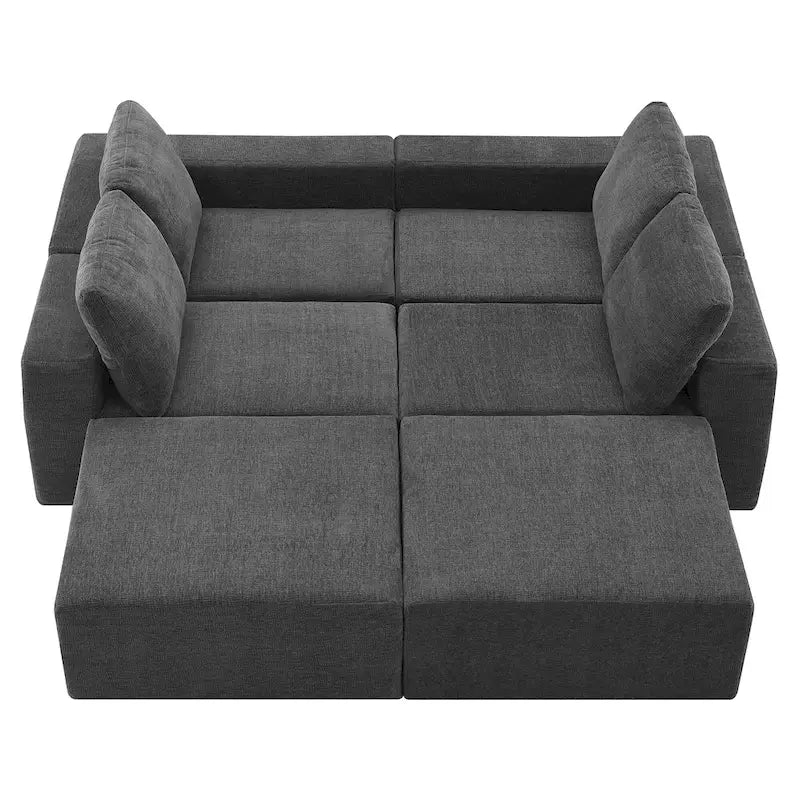 U-Shaped Modular Sofa - 6-Seat, Chenille Upholstery, Foam & Spring Cushions, 110"L, No Assembly, 330 lbs/Seat