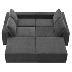 U-Shaped Modular Sofa - 6-Seat, Chenille Upholstery, Foam & Spring Cushions, 110"L, No Assembly, 330 lbs/Seat