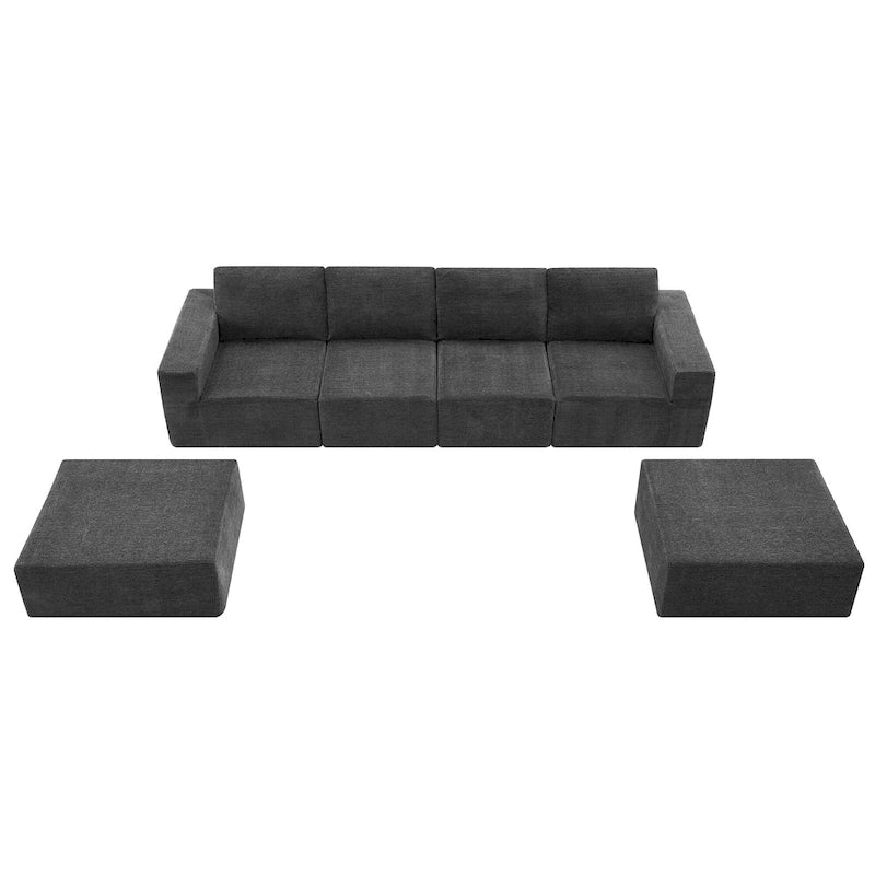 U-Shaped Modular Sofa - 6-Seat, Chenille Upholstery, Foam & Spring Cushions, 110"L, No Assembly, 330 lbs/Seat