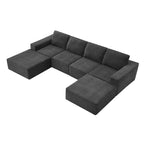 U-Shaped Modular Sofa - 6-Seat, Chenille Upholstery, Foam & Spring Cushions, 110"L, No Assembly, 330 lbs/Seat