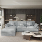 Cloud Sofa - Linen Blend, Deep Seat, Sponge & Down Feather Fill, Removable Covers, L-Shape, 4 Colors, Minimalist, Wooden Frame