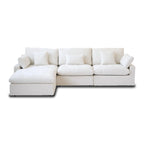 Cloud Sofa - Linen Blend, Deep Seat, Sponge & Down Feather Fill, Removable Covers, L-Shape, 4 Colors, Minimalist, Wooden Frame