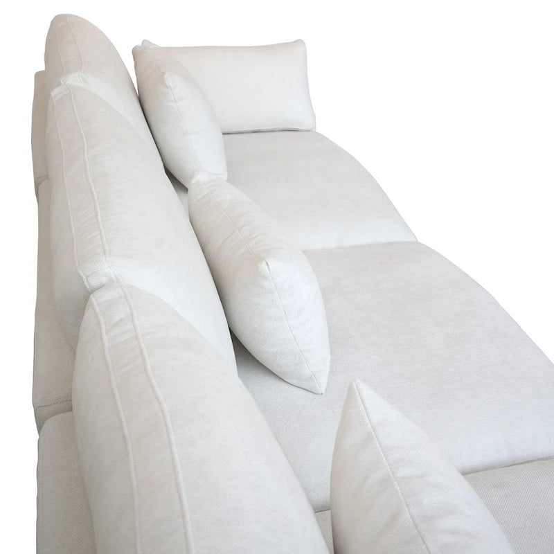 Cloud Sofa - Linen Blend, Deep Seat, Sponge & Down Feather Fill, Removable Covers, L-Shape, 4 Colors, Minimalist, Wooden Frame