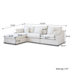 Cloud Sofa - Linen Blend, Deep Seat, Sponge & Down Feather Fill, Removable Covers, L-Shape, 4 Colors, Minimalist, Wooden Frame