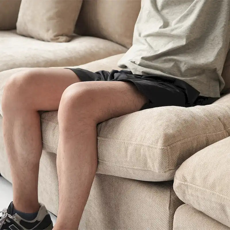 Cloud Sofa - Linen Blend, Deep Seat, Sponge & Down Feather Fill, Removable Covers, L-Shape, 4 Colors, Minimalist, Wooden Frame