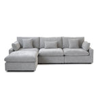 Cloud Sofa - Linen Blend, Deep Seat, Sponge & Down Feather Fill, Removable Covers, L-Shape, 4 Colors, Minimalist, Wooden Frame
