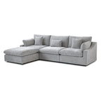 Cloud Sofa - Linen Blend, Deep Seat, Sponge & Down Feather Fill, Removable Covers, L-Shape, 4 Colors, Minimalist, Wooden Frame