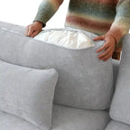Cloud Sofa - Linen Blend, Deep Seat, Sponge & Down Feather Fill, Removable Covers, L-Shape, 4 Colors, Minimalist, Wooden Frame