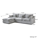Cloud Sofa - Linen Blend, Deep Seat, Sponge & Down Feather Fill, Removable Covers, L-Shape, 4 Colors, Minimalist, Wooden Frame