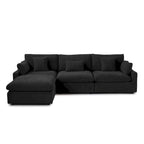 Cloud Sofa - Linen Blend, Deep Seat, Sponge & Down Feather Fill, Removable Covers, L-Shape, 4 Colors, Minimalist, Wooden Frame