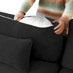 Cloud Sofa - Linen Blend, Deep Seat, Sponge & Down Feather Fill, Removable Covers, L-Shape, 4 Colors, Minimalist, Wooden Frame