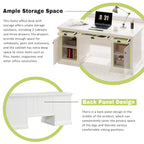 Executive Desk - Computer Desk, 2 Cabinets, 3 Drawers, MDF/Solid Wood, Silent Glides, Privacy Panel, White, Modern