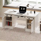 Modern Executive Desk,Computer Desk with 2 Storage Cabinet and 3 Drawers