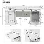 Executive Desk - Computer Desk, 2 Cabinets, 3 Drawers, MDF/Solid Wood, Silent Glides, Privacy Panel, White, Modern