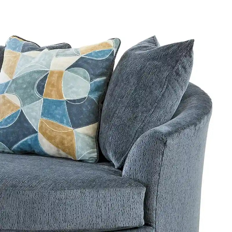 Oversized Swivel Accent Chair - 56"L x 55"W x 35"H, 360° Swivel, Polyester, High-Resiliency Foam, 3 Pillows, Blue, Modern
