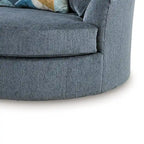 Oversized Swivel Accent Chair - 56"L x 55"W x 35"H, 360° Swivel, Polyester, High-Resiliency Foam, 3 Pillows, Blue, Modern