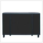 Storage Cabinet - Curved Design, MDF/Ash/Fir, 220 lbs Capacity, 3 Adjustable Shelves, Wood Grain, Navy Blue, Modern