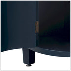 Storage Cabinet - Curved Design, MDF/Ash/Fir, 220 lbs Capacity, 3 Adjustable Shelves, Wood Grain, Navy Blue, Modern