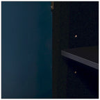 Storage Cabinet - Curved Design, MDF/Ash/Fir, 220 lbs Capacity, 3 Adjustable Shelves, Wood Grain, Navy Blue, Modern