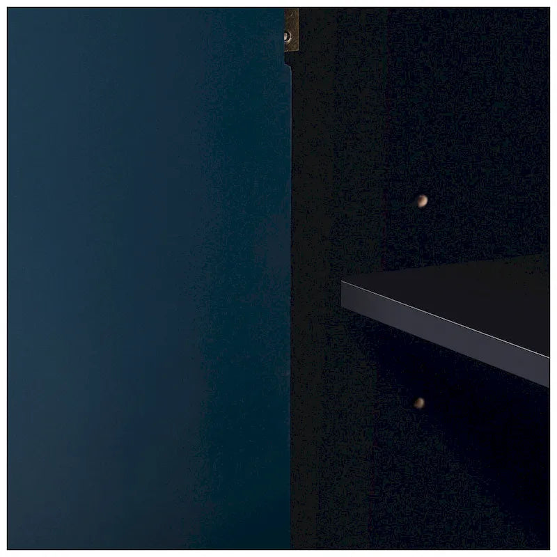 Storage Cabinet - Curved Design, MDF/Ash/Fir, 220 lbs Capacity, 3 Adjustable Shelves, Wood Grain, Navy Blue, Modern