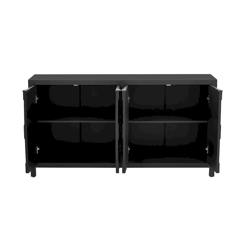 Storage Cabinet - 59.6"L x 15.7"W x 32"H, 4 Doors, Honeycomb Pattern, MDF, Vintage Metal Handles, 2 Colors, Modern