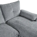 U-Shaped Sofa - 115.4"W, Chenille, 6-Seater, Button-Tufted, Removable Covers, 300 lbs/Seat, Grey/Blue/Beige, Modern
