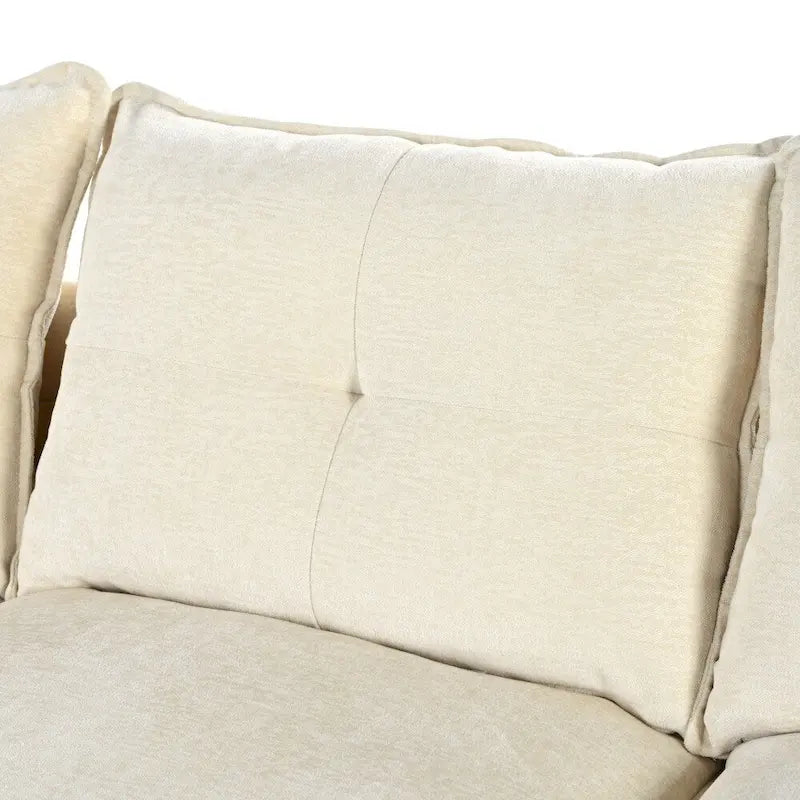U-Shaped Sofa - 115.4"W, Chenille, 6-Seater, Button-Tufted, Removable Covers, 300 lbs/Seat, Grey/Blue/Beige, Modern
