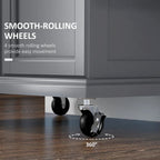 Kitchen Island on Wheels - 33"L x 18"W x 35.8"H, Stainless Steel Top, Drawer, Cabinet, Spice Rack, Towel Rack, Grey, MDF