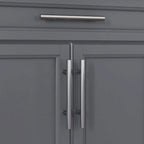 Kitchen Island on Wheels - 33"L x 18"W x 35.8"H, Stainless Steel Top, Drawer, Cabinet, Spice Rack, Towel Rack, Grey, MDF