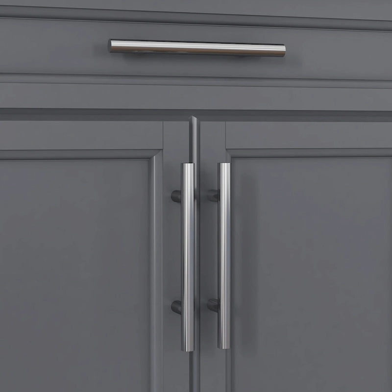 Kitchen Island on Wheels - 33"L x 18"W x 35.8"H, Stainless Steel Top, Drawer, Cabinet, Spice Rack, Towel Rack, Grey, MDF