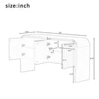 Storage Cabinet - 63"L x 14.9"W x 31.8"H, 4 Doors, Adjustable Shelves, Stripe Pattern, Pine Legs, MDF, 220 lbs, Modern