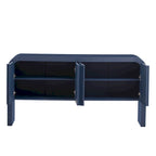 Storage Cabinet - 63"L x 14.9"W x 31.8"H, 4 Doors, Adjustable Shelves, Stripe Pattern, Pine Legs, MDF, 220 lbs, Modern