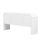 Storage Cabinet - 63"L x 14.9"W x 31.8"H, 4 Doors, Adjustable Shelves, Stripe Pattern, Pine Legs, MDF, 220 lbs, Modern