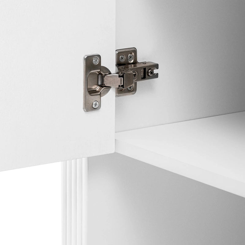 Storage Cabinet - 63"L x 14.9"W x 31.8"H, 4 Doors, Adjustable Shelves, Stripe Pattern, Pine Legs, MDF, 220 lbs, Modern