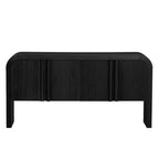 Storage Cabinet - 63"L x 14.9"W x 31.8"H, 4 Doors, Adjustable Shelves, Stripe Pattern, Pine Legs, MDF, 220 lbs, Modern