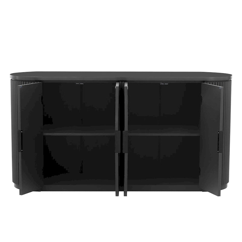 Storage Cabinet - 4 Doors, Vertical Stripe, Metal Handles, Adjustable Shelves, MDF/Pine, 220 lbs, Modern, 3 Colors