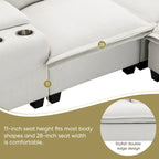 Chenille Sofa - 109"L, USB Charging, Reading Lights, Storage, Cup Holders, 330 lbs Capacity, 4-Seater, Convertible Ottoman