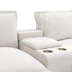 Chenille Sofa - 109"L, USB Charging, Reading Lights, Storage, Cup Holders, 330 lbs Capacity, 4-Seater, Convertible Ottoman