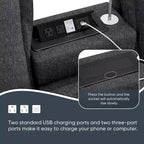 Chenille Sofa - 109"L, USB Charging, Reading Lights, Storage, Cup Holders, 330 lbs Capacity, 4-Seater, Convertible Ottoman