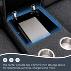 Chenille Sofa - 109"L, USB Charging, Reading Lights, Storage, Cup Holders, 330 lbs Capacity, 4-Seater, Convertible Ottoman