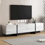 White 74 TV Stand with High Gloss & Storage for TVs Up to 80