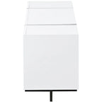 TV Stand - 74.8"W, For 80" TVs, High Gloss UV Surface, 2 Drawers, 3 Cabinets, Particleboard, White/Black, 88 lbs Capacity