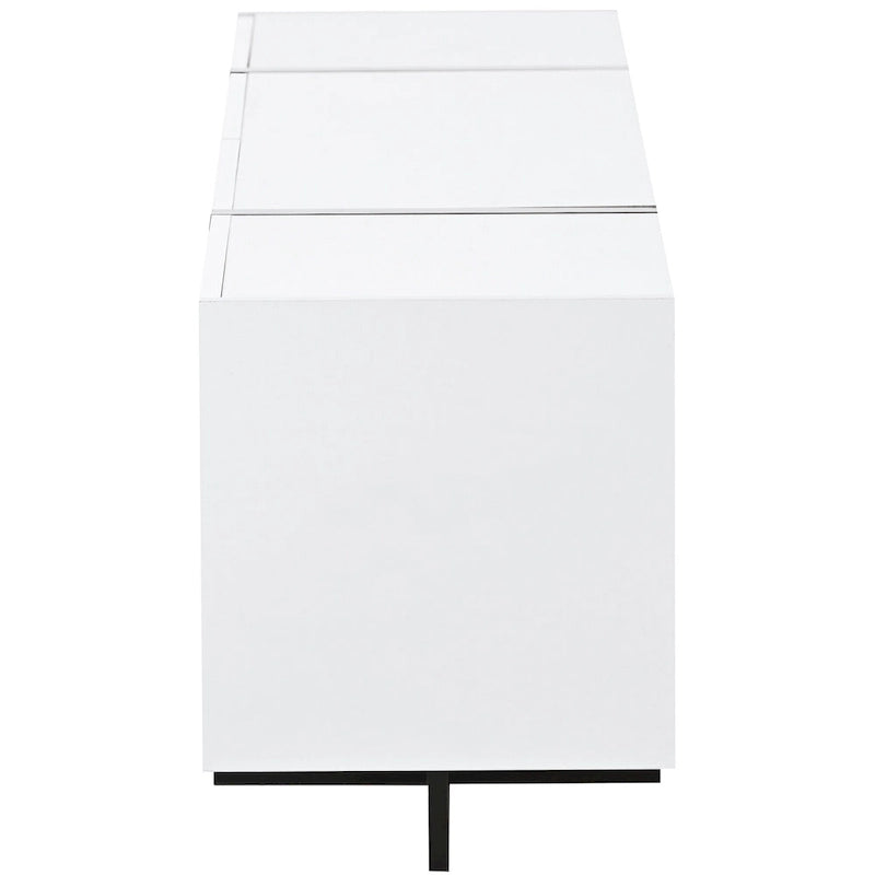 TV Stand - 74.8"W, For 80" TVs, High Gloss UV Surface, 2 Drawers, 3 Cabinets, Particleboard, White/Black, 88 lbs Capacity